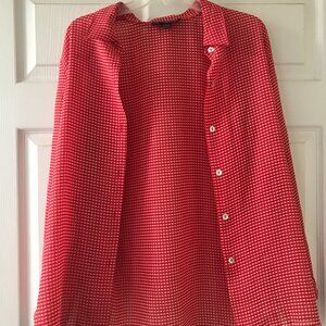 Vintage -*** Impressions Red & White Checkered Button-Down Blouse – Size M